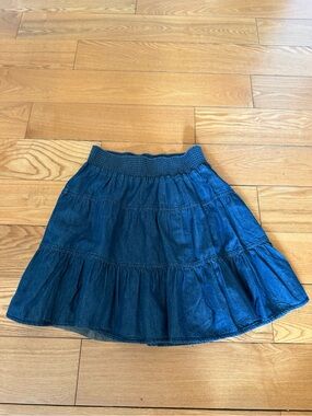 Old Navy Tiered Chambray Denim Skirt Smocked Waist | S